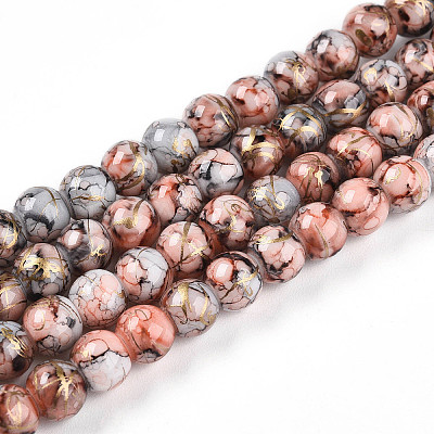 Baking Paint Glass Beads Strands DGLA-N003-6mm-B05-1