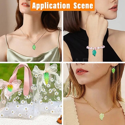 140Pcs 14 Styles Autumn Theme Two-Tone Transparent Glass Charms GLAA-YW0005-06-1