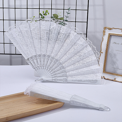 Plastic & Lace Folding Fan AJEW-WH0709-241A-1