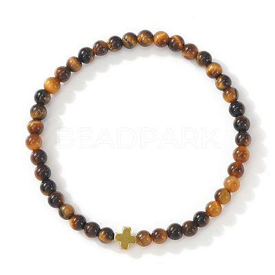 Bohemian Natural Tiger Eye Round Beads Stretch Bracelets LS-NO3013-6-1