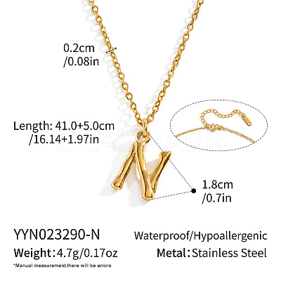 304 Stainless Steel Bamboo Initial Pendant Necklaces for Men Women WM4386-11-1