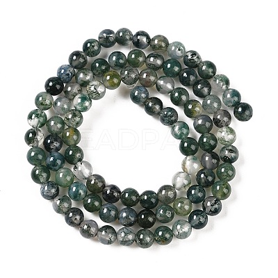 Natural Moss Agate Bead Strands G-J358-01-4mm-1
