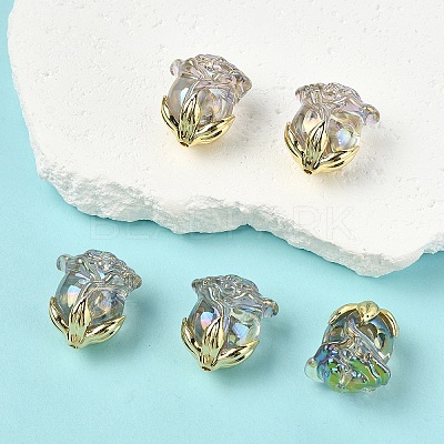 5Pcs UV Plating Transparent Acrylic Beads MACR-YW0004-28G-1