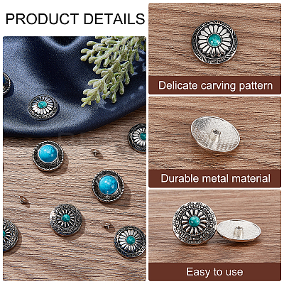18Sets 3 Style Alloy Decorative Rivets BUTT-GA0001-01-1