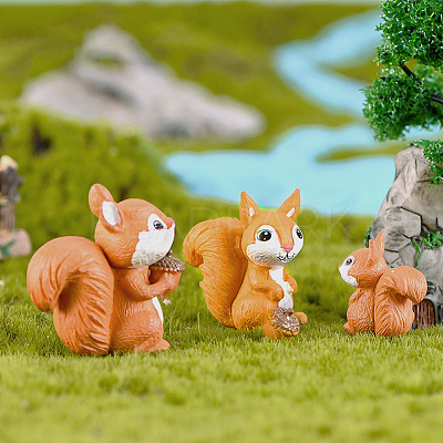 30Pcs 3 Styles PVC Plastic Squirrel Miniature Ornaments DJEW-SP0001-26-1