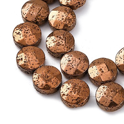 Electroplated Natural Lava Rock Beads Strands G-A256-F01-01D-1