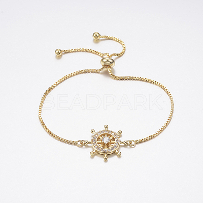 Adjustable Brass Micro Pave Cubic Zirconia Bolo Bracelets BJEW-F297-37G-1