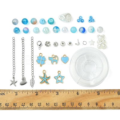 DIY Round Glass & CCB Plastic Beads Bracelets Making Kits DIY-FS0007-56A-1