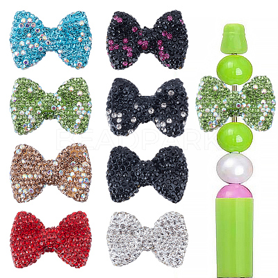 8Pcs 8 COlors Polymer Clay Rhinestone Beads RGLA-ME0001-01-1