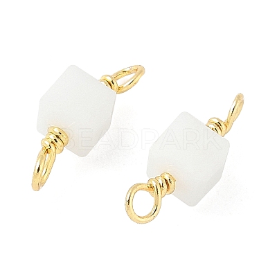 Glass Faceted Cube Connector Charms KK-C097-10G-04-1
