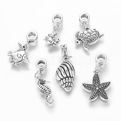 Mixed Ocean Theme Tibetan Style Alloy Large Hole European Dangle Charms X-PALLOY-JF00046-1