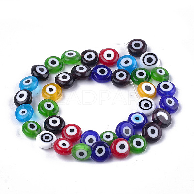 Handmade Evil Eye Lampwork Beads Strands LAMP-L058-8mm-1