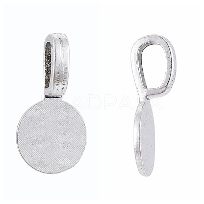 Tibetan Style Alloy Glue On Flat Pad Pendant Bails TIBEP-1124-AS-LF-1