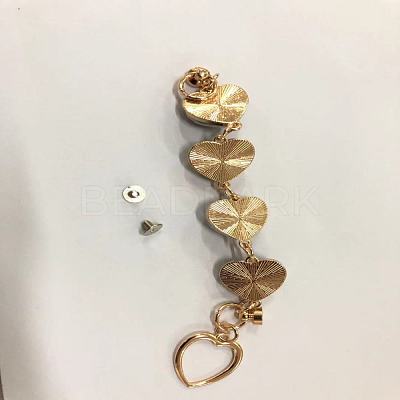 Alloy Plush Cloth Fabric Heart Link Chain for DIY Keychains AJEW-WH0188-88B-1