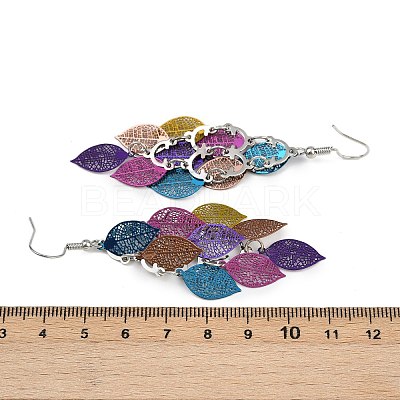 430 Stainless Steel Leaf Dangle Earrings EJEW-A137-06P-04-1