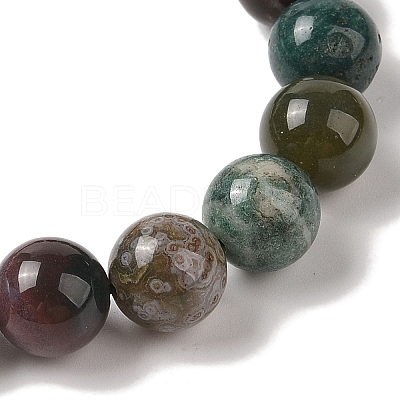 10mm Round Natural Indian Agate Braided Bead Bracelets BJEW-C067-01C-27-1