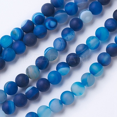 Natural Grade A Striped Agate/Banded Agate Beads Strands G-E478-05-10mm-1