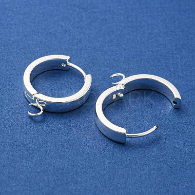 201 Stainless Steel Huggie Hoop Earrings Findings STAS-A167-01U-S-1