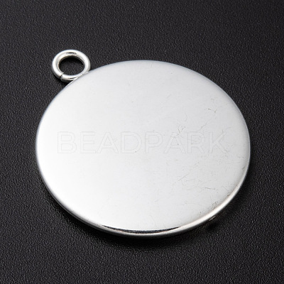 304 Stainless Steel Pendant Cabochon Settings STAS-F191-14S-H-1