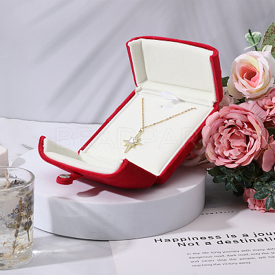 Double Door Velvet Jewelry Pendant/Necklace Gift Storage Boxes CON-WH0086-157-1