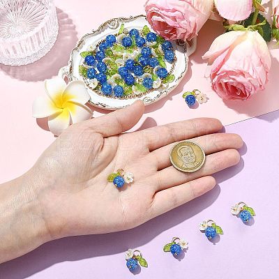 50Pcs Glass & ABS Plastic Imitation Pearl Flower Pendants PALLOY-CJ00185-1