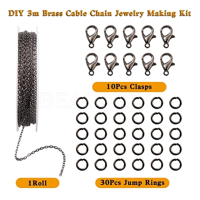 DIY 3m Brass Cable Chain Jewelry Making Kit DIY-YW0005-75B-1