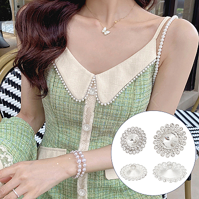 40Pcs 2 Style 1-Hole Zinc Alloy Rhinestone Shank Buttons DIY-GA0003-61-1