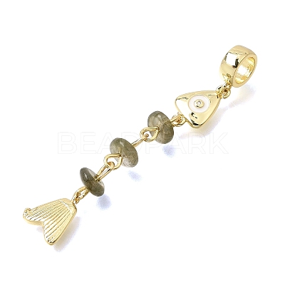 Brass Pave Cubic Zirconia Clear Cubic Zirconia & Natural Labradorite & Enamel European Dangle Charms GG-CBA3401-01G-B03-1
