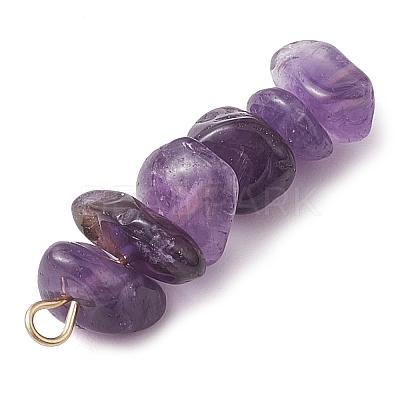 Gradient Color Natural Lavender Amethyst & Natural Blue Lace Agate Chip Beaded Pendants PALLOY-JF02795-03-1