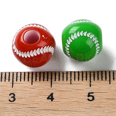 Spray Printed Opaque Acrylic European Beads SACR-P031-25C-1