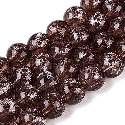 Transparent Half Spray Painted Glass Beads Strands GLAA-Q110-02A-09-1