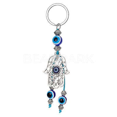 Alloy Hollow Hamsa Hand/Hand of Miriam Pendant Keychain WG21406-01-1