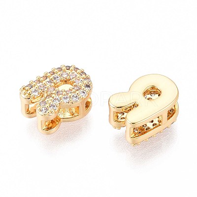 Brass Micro Pave Clear Cubic Zirconia Beads KK-T071-17G-R-1