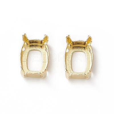 Rectangle Brass Sew on Prong Settings KK-N0084-A05-8x10G-1
