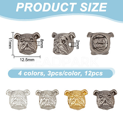 12Pcs 4 Colors Alloy Puppy Beads FIND-OC0003-28-1