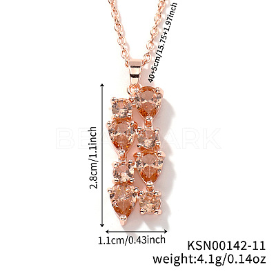 Brass Cubic Zirconia Long Tassel Pendant Necklaces for Fashionable Statement Style DV3387-11-1
