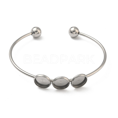 304 Stainless Steel Open Cuff Bangle Makings STAS-K320-01B-P-1
