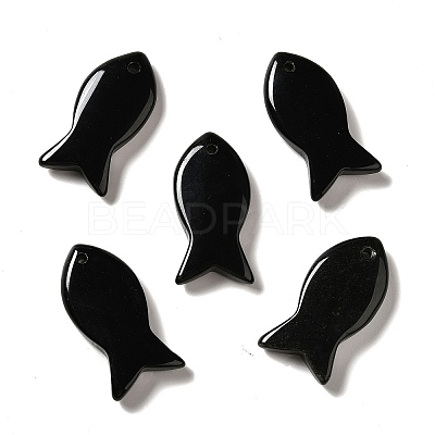 Natural Obsidian Pendants G-G932-B01-1