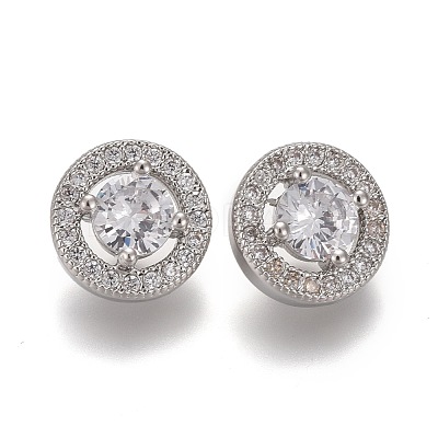 Brass Micro Pave Clear Cubic Zirconia Shank Buttons KK-H738-29P-1