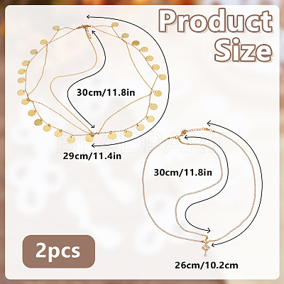 2Pcs Brass & Rhinestone Head Chain OHAR-DR00001-1