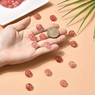 Cherry Quartz Glass European Large Hole Beads G-Q442-17-1