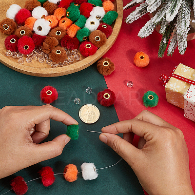60Pcs 6 Colors Imitation Rabbit Hair European Beads FIND-PA0001-25-1
