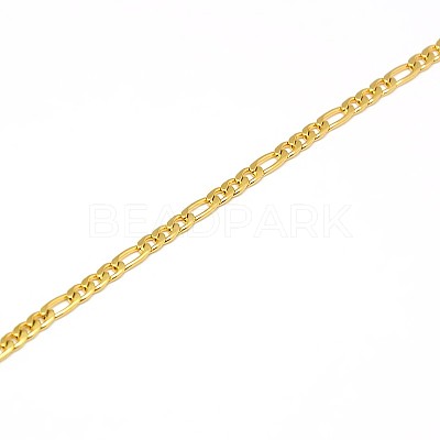 Ion Plating(IP) 304 Stainless Steel Figaro Chain Necklace Making STAS-K168-03G-1