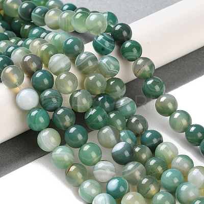 Natural Striped Agate/Banded Agate Beads Strands X-G-Z060-A01-B01-1