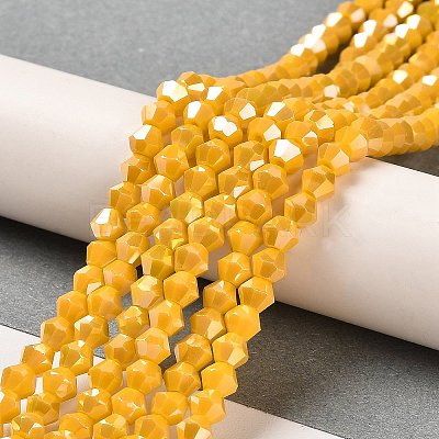 Opaque Solid Color Electroplate Glass Beads Strands X1-GLAA-F029-P4mm-A04-1