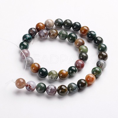 Round Natural Indian Agate Gemstone Bead Strands G-J333-07-10mm-1