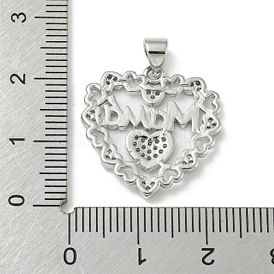 Mother's Day Theme Rack Plating Brass Micro Pave Cubic Zirconia Pendants KK-F869-20P-03-1