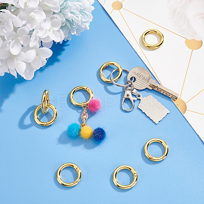 Rack Plating Brass Spring Gate Rings KK-UN0003-05A-1