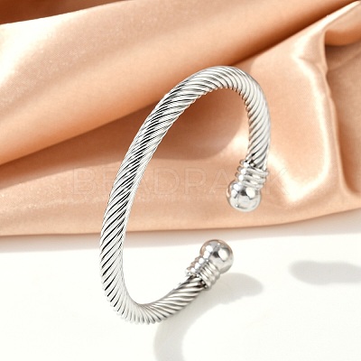 304 Stainless Steel Torque Bangles BJEW-G584-05-1