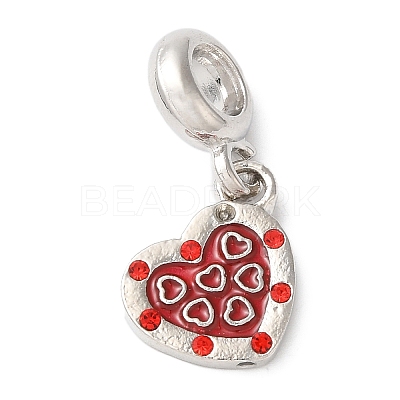 Rack Plating Alloy Light Siam Rhinestone European Dangle Charms PALLOY-S189-23P-1